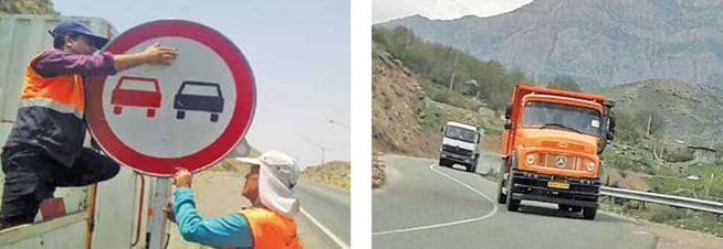 از سرقت تابلوهای راهنمایی رانندگی تا تردد کامیون‌های غیر استاندارد